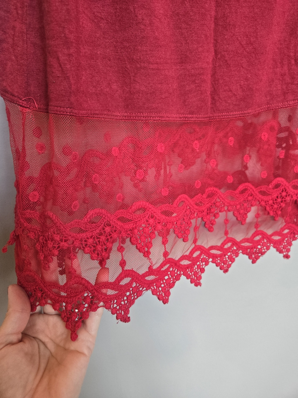 Fantastic Fawn red/Burgundy Lace Trim Slip Dress Extender - Wine - Size large - Picture 3 of 6